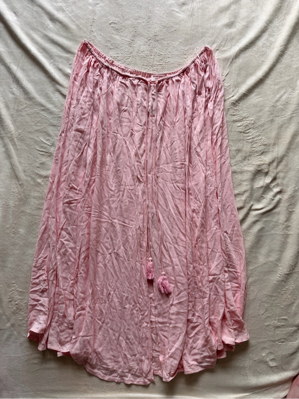 New Showpo Pink Cotton Circle Skirt with Tassel Waist
